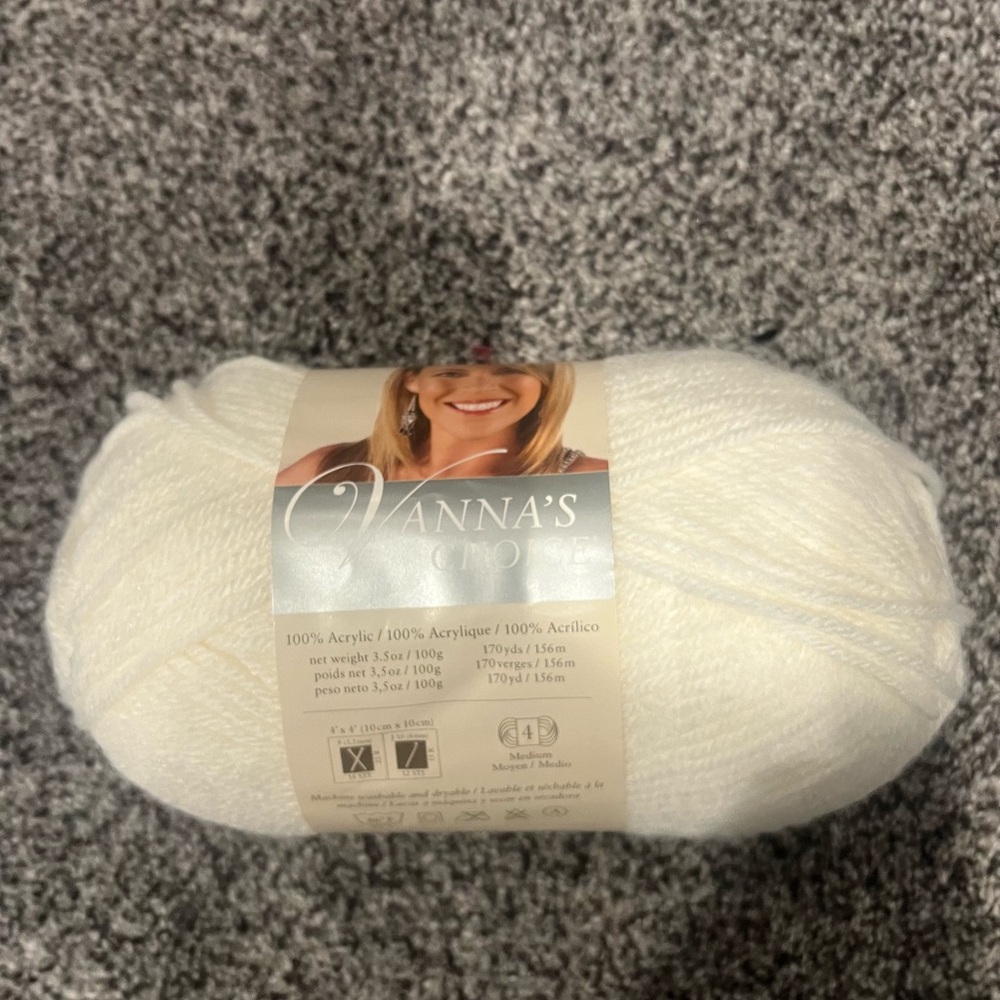 Vanna's Choice  Lion Brand Soft White Acrylic Yarn - 100% Acrylic